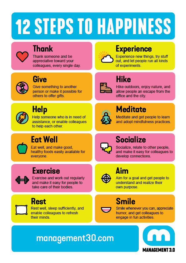 12 Steps to Happiness Poster