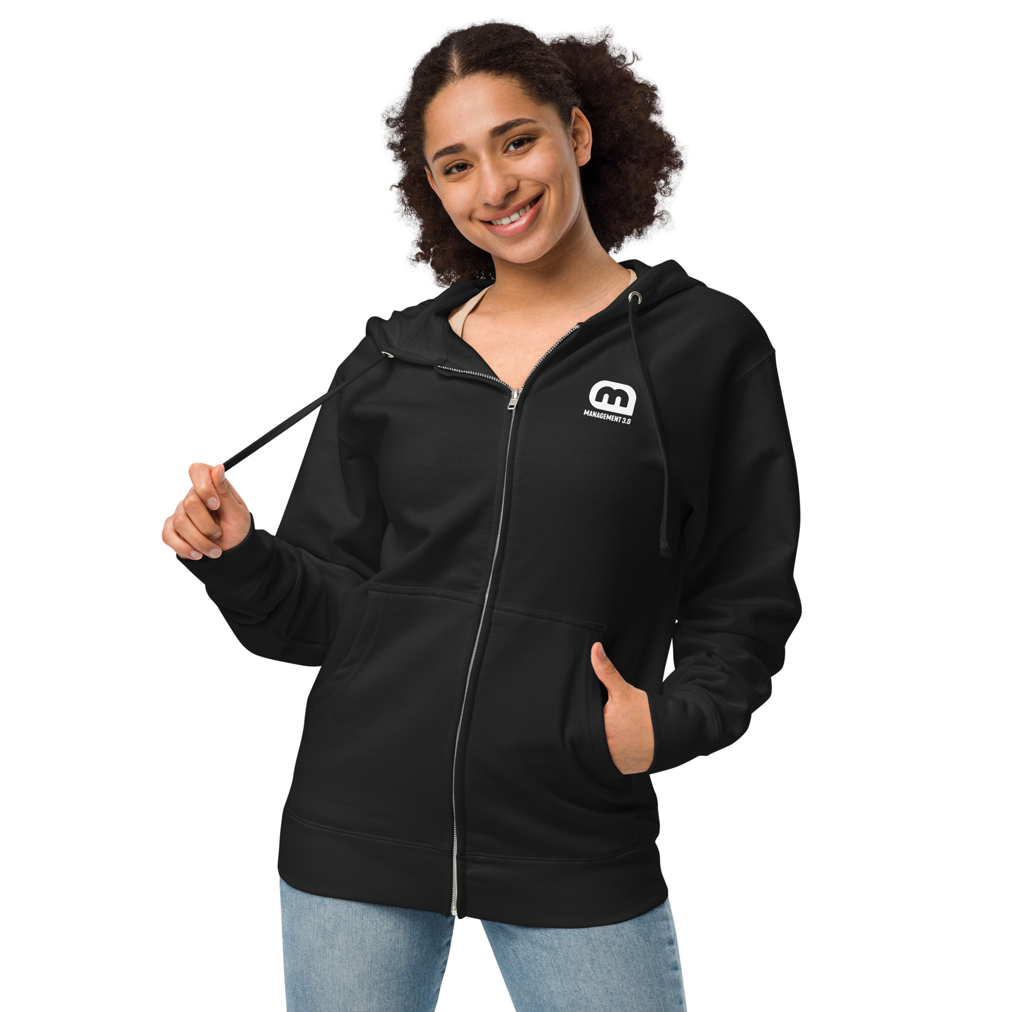 Management 3.0 logo unisex fleece zip up hoodie